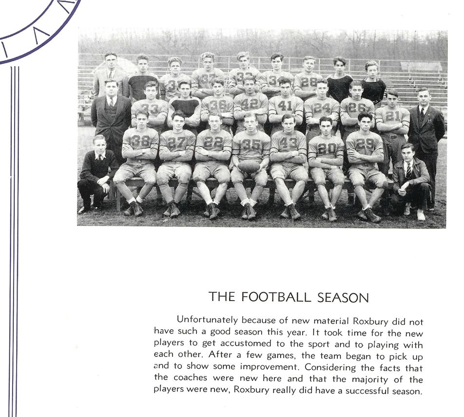 1936 Football Team, Roxbury HS, NJ